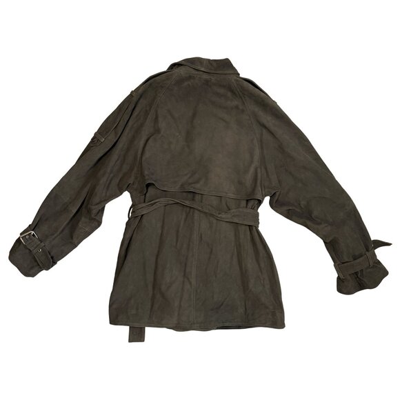 GESTUZ GZesme Suede Leather Jacket Belted Crocodile Green $1399 EUC Sz 36 Small - Picture 7 of 9